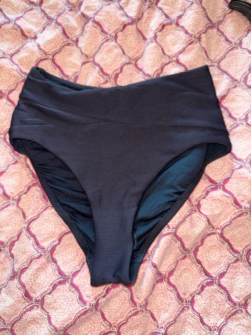 Milea black ribbed swimsuit bikini bottoms sz 8 nwot